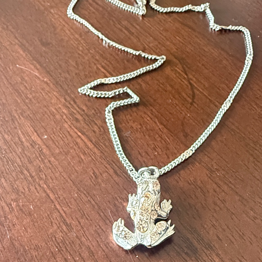 Silver Frog Pendant Necklace